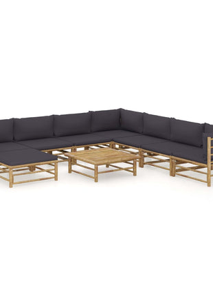 9-Delige Loungeset Met Donkergrijze Kussens Bamboe