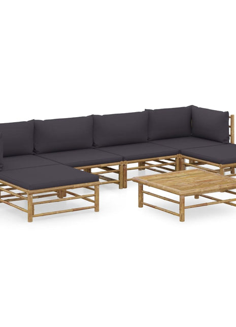 7-Delige Loungeset Met Donkergrijze Kussens Bamboe