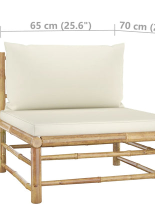 6-Delige Loungeset Met Witte Kussens Bamboe