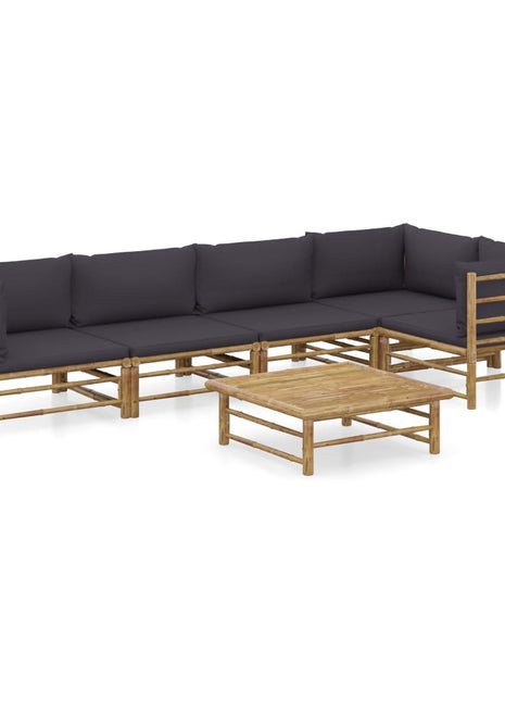 6-Delige Loungeset Met Witte Kussens Bamboe