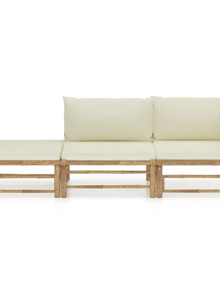 3-Delige Loungeset Met Witte Kussens Bamboe