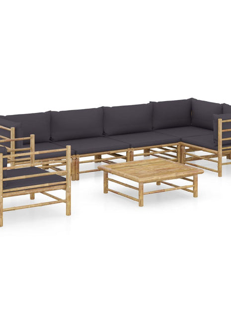 7-Delige Loungeset Met Witte Kussens Bamboe