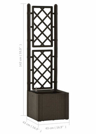 Plantenbak Hoog Met Latwerk En Zelfbewateringssysteem Mokka