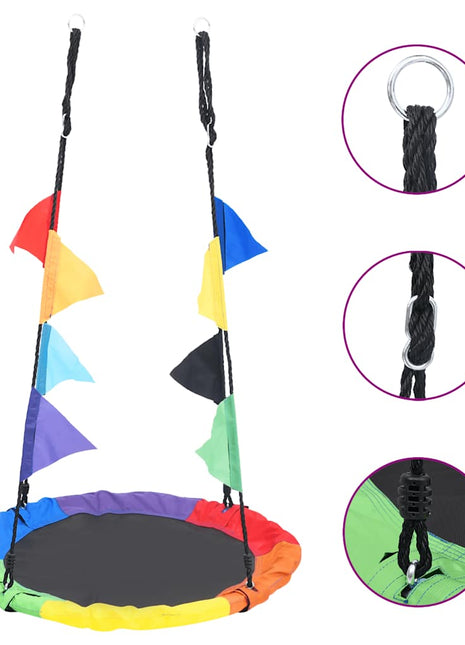 Nestschommel met vlaggetjes 100 cm regenboogkleurig