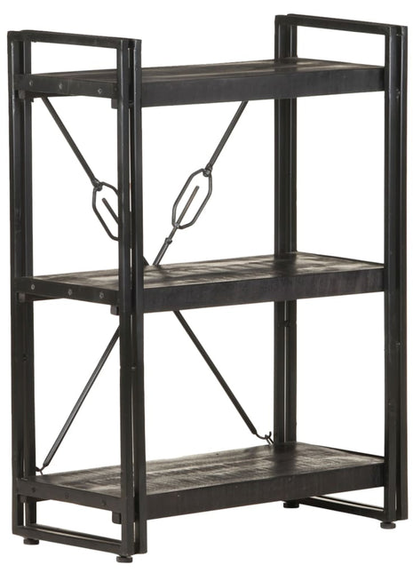Boekenkast met 3 schappen 60x30x80 cm massief mangohout zwart