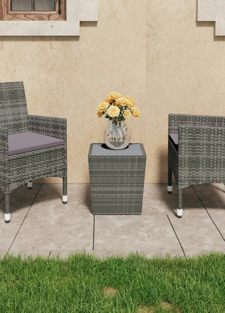 3-Delige Bistroset Poly Rattan En Gehard Glas