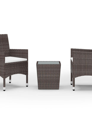 3-Delige Bistroset Poly Rattan En Gehard Glas