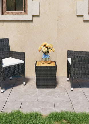 3-Delige Bistroset Poly Rattan En Acaciahout