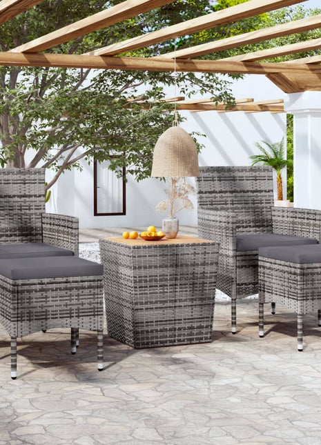 5-Delige Bistroset Poly Rattan En Massief Acaciahout