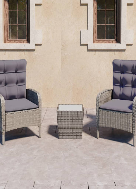 3-Delige Bistroset Poly Rattan En Glas
