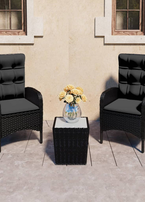 3-Delige Bistroset Poly Rattan En Glas