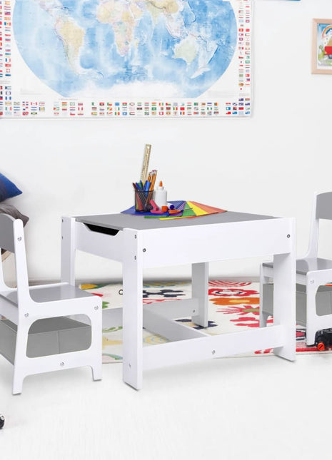 Kindertafel met 2 stoelen MDF wit