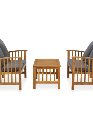 3-Delige Loungeset Met Kussens Massief Acaciahout