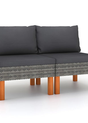 Middenbanken 2 St Poly Rattan En Massief Eucalyptushout