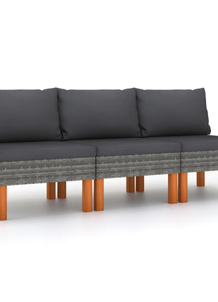 Middenbanken 3 St Poly Rattan En Massief Eucalyptushout