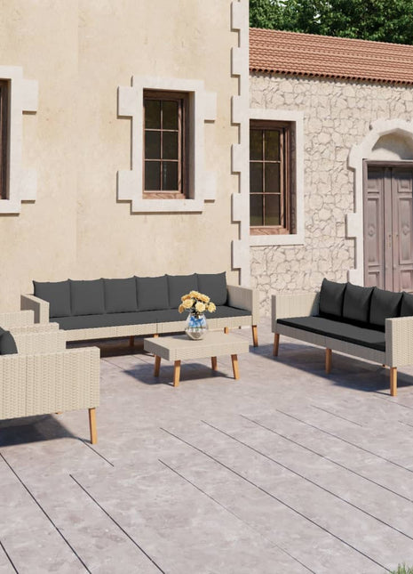 5-Delige Loungeset Met Kussens Poly Rattan