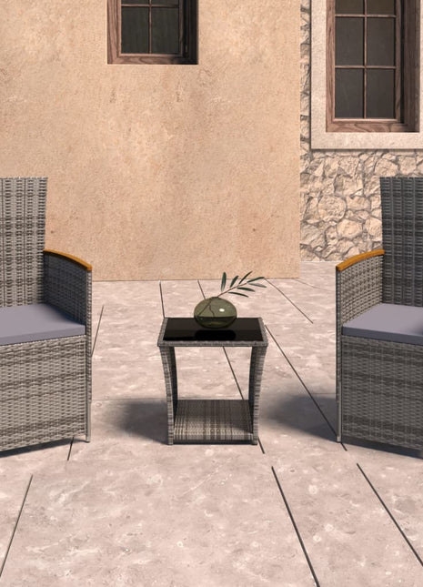 3-Delige Loungeset Met Kussens Poly Rattan Grijs