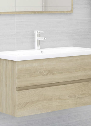 Wastafelkast 90X38,5X45 Cm Bewerkt Hout Kleurig Sonoma Eiken