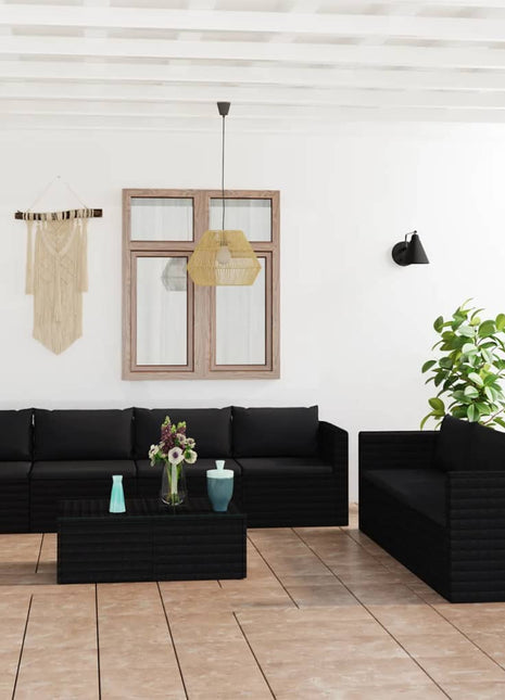 8-Delige Loungeset Met Kussens Poly Rattan