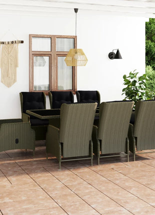9-Delige Tuinset Met Kussens Poly Rattan
