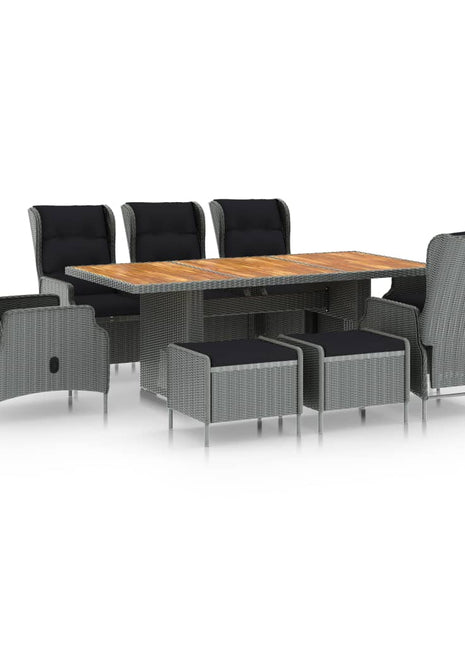 9-Delige Tuinset Met Kussens Poly Rattan