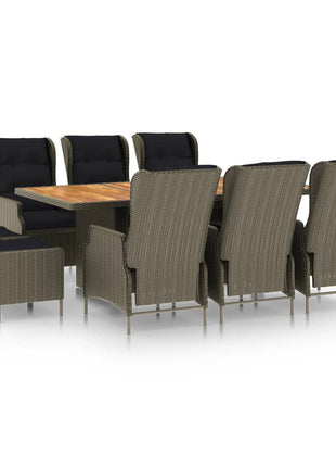 9-Delige Tuinset Met Kussens Poly Rattan