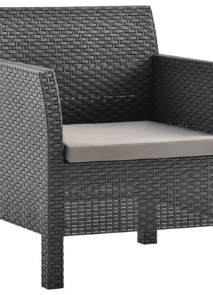2-Delige Loungeset Met Kussen Pp Rattan Antracietkleurig Donkerbruin