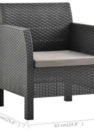 2-Delige Loungeset Met Kussen Pp Rattan Antracietkleurig Donkerbruin