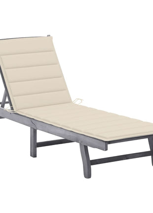 Ligbed Met Kussen Massief Acaciahout Grijs