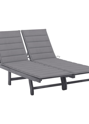 Ligbed Met Kussen Massief Acaciahout Grijs