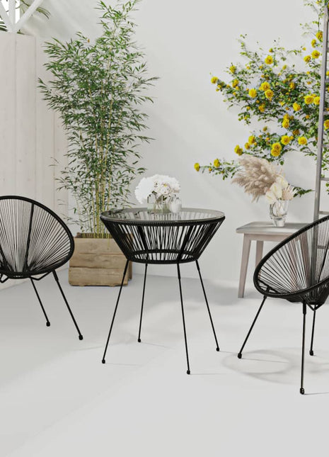5-Delige Tuinset Pvc-Rattan Zwart