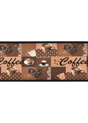 Keukenmat Wasbaar Koffieprint Fluweel Zwart Koffiebruin