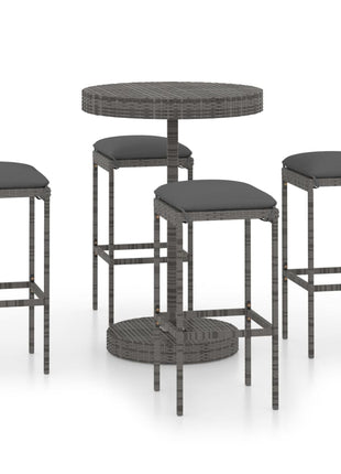 5-Delige Tuinbarset Met Kussens Poly Rattan