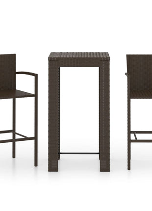 3-Delige Tuinbarset Met Armleuningen Poly Rattan Bruin