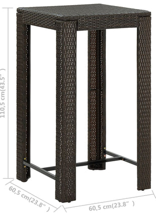3-Delige Tuinbarset Met Armleuningen Poly Rattan Bruin