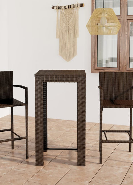 3-Delige Tuinbarset Met Armleuningen Poly Rattan Bruin
