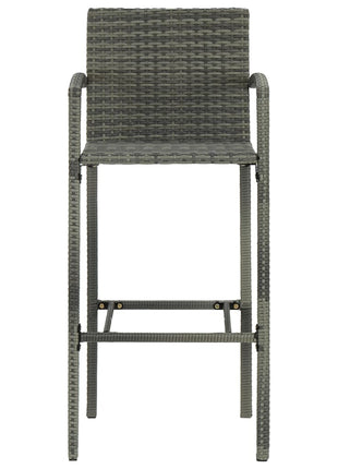 3-Delige Tuinbarset Met Armleuningen Poly Rattan Grijs