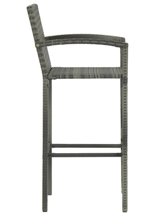 3-Delige Tuinbarset Met Armleuningen Poly Rattan Grijs