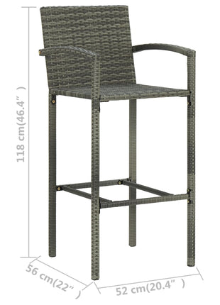 3-Delige Tuinbarset Met Armleuningen Poly Rattan Grijs