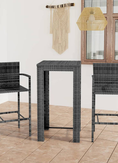 3-Delige Tuinbarset Met Armleuningen Poly Rattan Grijs