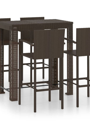 5-Delige Tuinbarset Met Armleuningen Poly Rattan Bruin