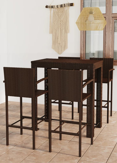 5-Delige Tuinbarset Met Armleuningen Poly Rattan Bruin