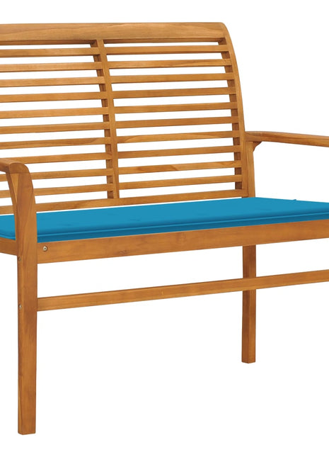 Tuinbank Met Kussen 112 Cm Massief Teakhout Blauw