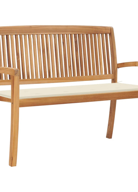 Tuinbank Stapelbaar Met Kussen 128,5 Cm Massief Teakhout Crème