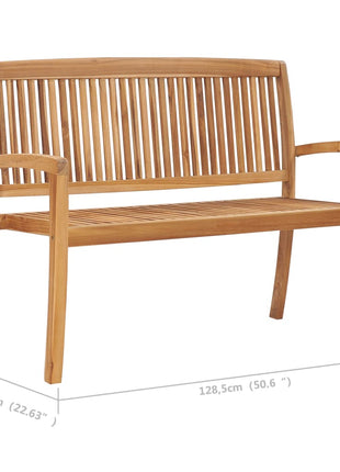 Tuinbank Stapelbaar Met Kussen 128,5 Cm Massief Teakhout Crème