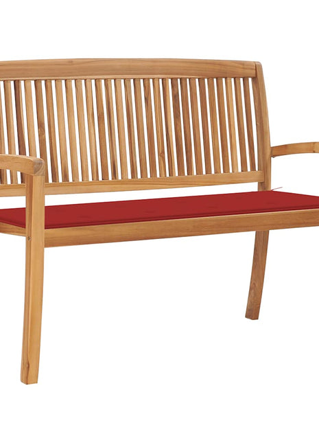 Tuinbank Stapelbaar Met Kussen 159 Cm Massief Teakhout Rood
