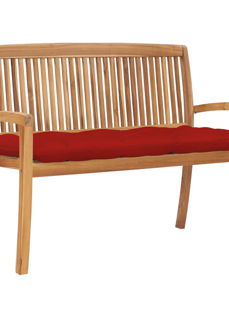 Tuinbank Stapelbaar Met Kussen 159 Cm Massief Teakhout Rood