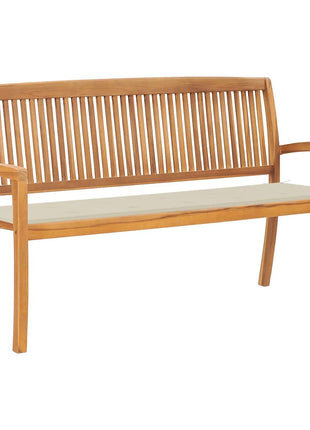 Tuinbank Stapelbaar Met Kussen 128,5 Cm Massief Teakhout Crème