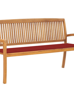 Tuinbank Stapelbaar Met Kussen 159 Cm Massief Teakhout Rood