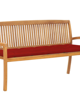 Tuinbank Stapelbaar Met Kussen 159 Cm Massief Teakhout Rood
